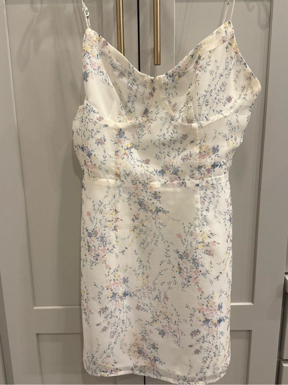 NWOT Revolve Superdown Eilena White Dress with Multicolor Floral Print Small